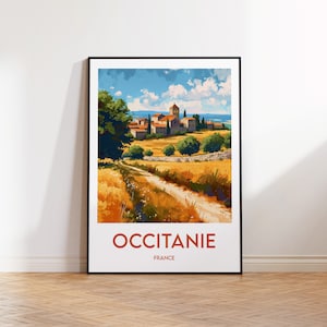 Okzitanien Poster, Okzitanien Kunstdruck, Okzitanien Frankreich Illustration, Vintage Reiseposter, Okzitanien FRANKREICH Poster, Okzitanien FRANKREICH Geschenk