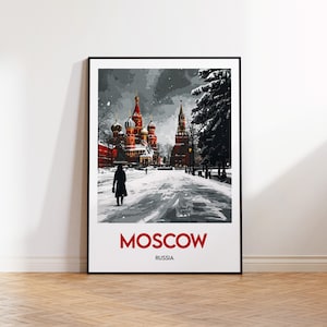 Póster de Moscú, impresión artística de Moscú, regalo de Moscú, arte mural de Rusia, Moscú, Rusia, póster de Moscú