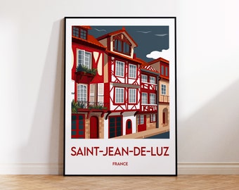 St Jean de Luz poster, Sean Jean de Luz art print, Saint-Jean-de-Luz gift