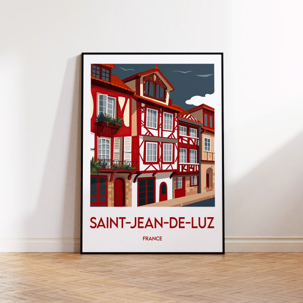 St Jean de Luz poster, Sean Jean de Luz art print, Saint-Jean-de-Luz gift