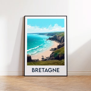 Pôster da Bretanha, Impressão da Bretanha, Ilustração da Bretanha, Presente da Bretanha, Pôster de Viagem Vintage