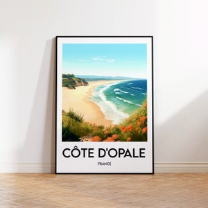 Impresión de Côte d'Opale, cartel de Nord, arte de pared de Berck, cartel de viaje retro de Pas de Calais, regalo de decoración del hogar vintage enmarcado de Francia