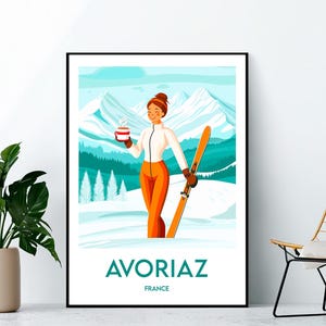 Avoriaz Poster SKI, Avoriaz Art Print RESORT, Avoriaz France resort, Avoriaz France Gift, Avoriaz France Poster, Vintage Travel Poster SKI