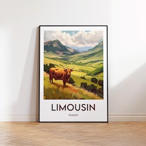 Limousin Poster, Limousin Kunstdruck, Limousin Region Frankreich, Vintage Reiseposter, Limousin Frankreich Geschenk, Limousin Frankreich Poster