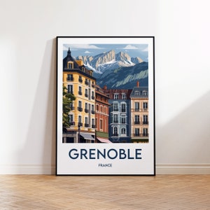 Grenoble France Poster, Grenoble Poster, Grenoble Art Print, Grenoble customizable, Grenoble Rhône Alpes Gift, Vintage Travel Poster