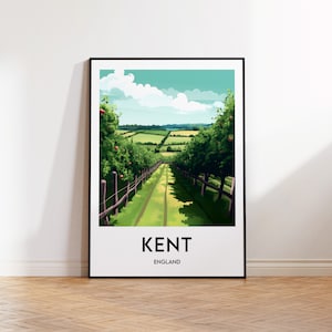 Póster de Kent, impresión de Kent occidental, ilustración de Kent, regalo de Kent, Inglaterra, póster de viaje vintage