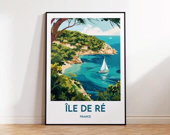 ile de Ré Poster, ile de Re Art Print, île de Ré France customizable, Vintage Travel Poster, île de Ré France Gift, Affiche île de Ré France