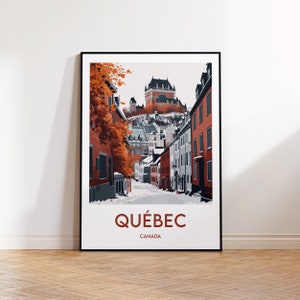 Quebec Poster, Quebec City Art Print, Quebec City province of Quebec, Vintage Travel Poster, Quebec Canada Gift, Quebec Canada Poster