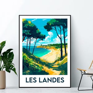 Cartel de Les Landes, Impresión de arte de Les Landes, Les Landes Francia, Cartel de viaje vintage, Regalo de Les Landes Francia, Cartel de Les Landes Francia