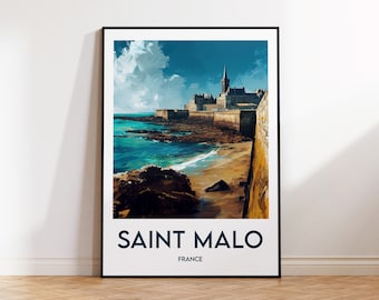 Saint Malo Poster, Saint Malo Art Print, Saint Malo Brittany, St Malo France Gift, Vintage Travel Poster, Saint Malo France Poster