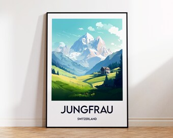 Jungfrau poster, Jungfrau art print, Jungfrau gift, Bern wall art