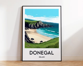 Donegal Poster, Donegal Print, Dún na nGall Éire, Donegal Ireland Gift, Vintage Travel Poster