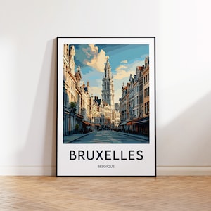 Bruxelles Travel Poster, Bruxelles Art Print, Brussels Belgium, Brussels Gift, Vintage Travel Poster, Affiche Belgique