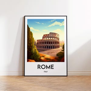 Impresión de Roma, póster del Coliseo de Roma, arte mural de Roma, póster de viaje retro de Roma, regalo de decoración vintage enmarcado para el hogar de Roma