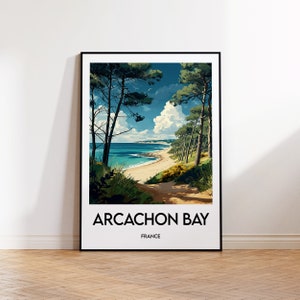 Arcachon Bay Poster, Arcachon Bay Art Print, Arcachon Bay Illustration, Vintage Travel Poster, France Gift, Arcachon Bay Poster