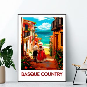 Basque Country Poster, Basque Country Art Print, Euskal Herria, Vintage Travel Poster, Basque Country Spain Gift, Basque Country France Poster