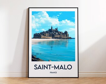 Póster de Saint-Malo, Impresión de Saint-Malo, Ilustración de Saint-Malo, Regalo de Saint-Malo, Francia