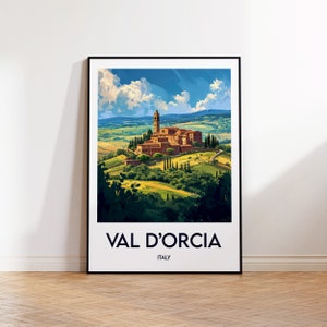 Val d&#39;Orcia Poster, Val d&#39;Orcia Art Print, Val d&#39;Orcia Italy, Tuscany Gift, Vintage Travel Poster, Italy Poster