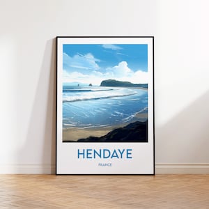 Hendaye Strand Poster, Hendaye Kunstdruck, Frankreich Geschenk, Pyrenäen Wandkunst, Nouvelle Aquitaine