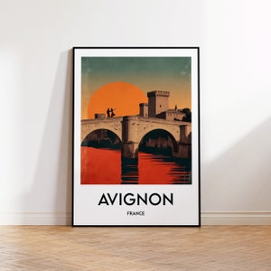 Avignon France Poster, Avignon Bridge Poster, Avignon Art Print, Avignon Illustration, Avignon Bridge Gift, Vintage Travel Poster