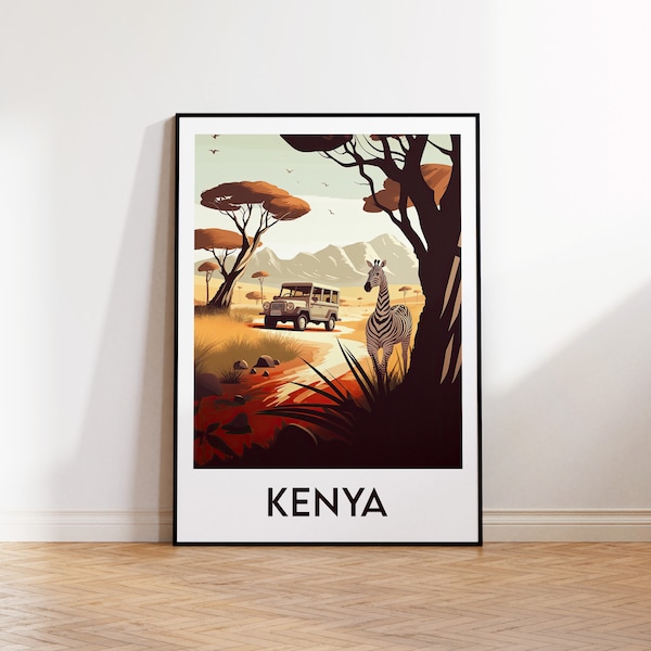 Kenya Poster, Kenya Print, Kenya Illustration, Kenya Gift, Vintage Travel Poster