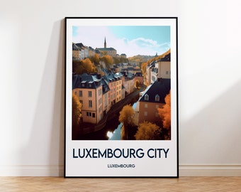 Luxemburg Stadt Poster, Luxemburg Druck, Luxemburg Illustration, Vintage Reiseposter