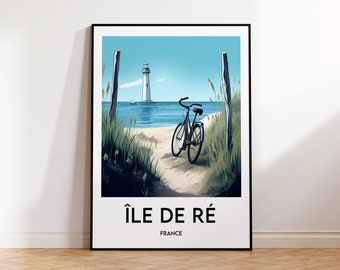 Cartel de Ile de Ré, Impresión de Ile de Ré, Ilustración de Ile de Ré, Regalo de Ile de Re, Cartel de viaje vintage, Cartel de Ile de Ré