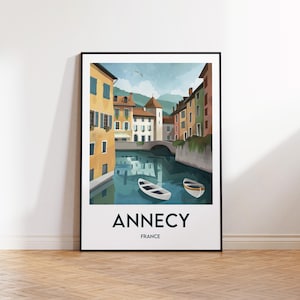 Annecy Savoie Poster, Annecy Poster, Annecy Art Print, Annecy France customizable, Annecy Alps Canals, Vintage Travel Poster