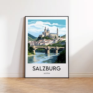 Salzburg Poster, Salzburg Print, Salzburg Illustration, Salzburgerland, Vintage Travel Poster