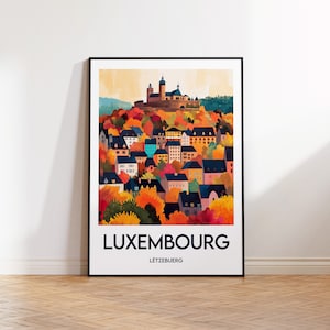 Cartaz de Luxemburgo, impressão artística de Luxemburgo, ilustração de Luxemburgo, presente Lëtzebuerg, pôster de viagens vintage, pôster da cidade de Luxemburgo