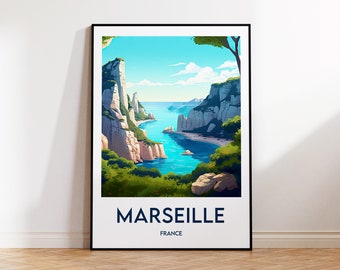 Marseille Poster, Calanques Print, Marseille France, Marseille Gift, Vintage Travel Poster, Calanques Poster
