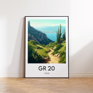 GR20 Poster, GR 20 Print, Sentier de Grande Randonnée, GR20 corse cadeau, Vintage Travel Poster, Affiche Corse GR 20, Corsica GR20