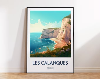 Les Calanques Print, Marseille Poster, Cassis Wall Art, Bouches-du-Rhône Retro Travel Poster, France Home Décor