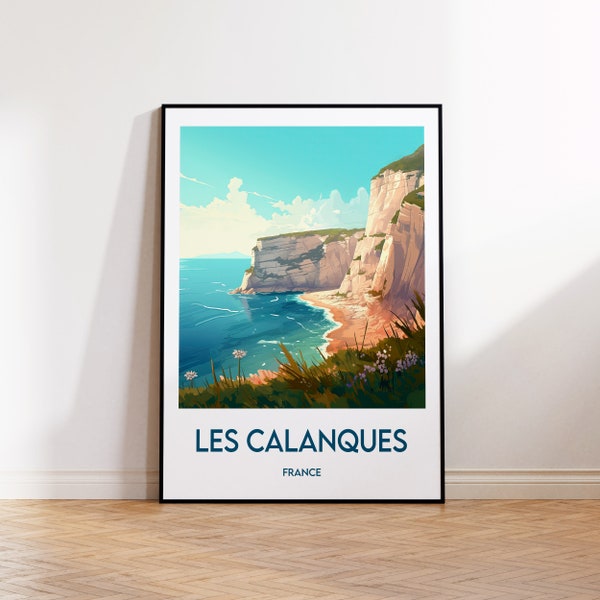 Les Calanques Druck, Marseille Poster, Cassis Wandkunst, Bouches-du-Rhône Retro Reiseposter, Frankreich Home Dekor