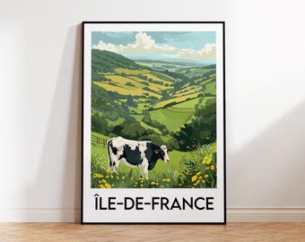 Ile de France Poster, Ile de France Poster, Ile-de-France Art Print, Ile de France Customizable, Vintage Travel Poster, Ile de France Gift