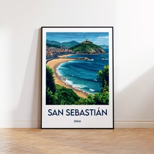 San Sebastián Poster, San Sebastian Print, Donostia reisposter, San Sebastian España Gift, Retro Travel Poster, San Sebastián Gascuña