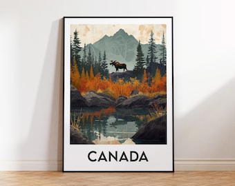 Canada Poster, Canada Art Print, Canada Quebec, Canada Gift, Vintage Travel Poster, Canada Poster