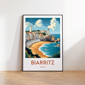 Biarritz Poster, Biarritz Art Print, Biarritz France Illustration, Biarritz Gift, Vintage Travel Poster, Affiche Biarritz FRANCE