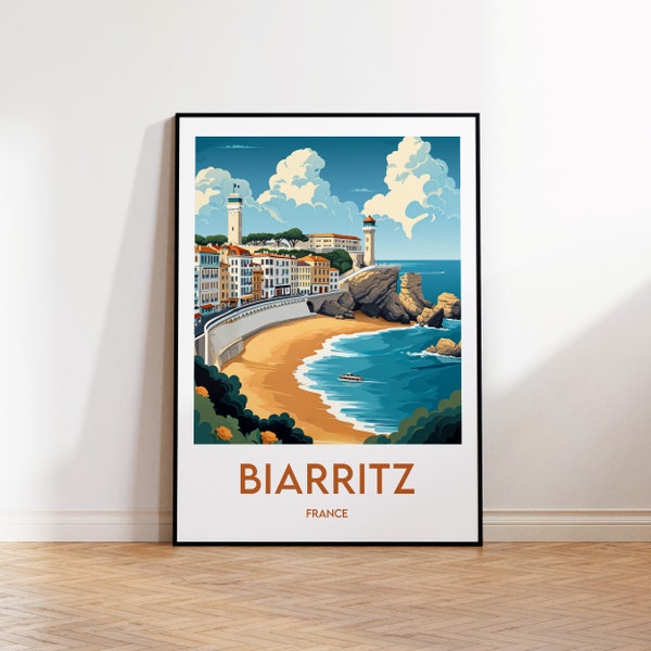 Biarritz Poster, Biarritz Art Print, Biarritz France Illustration, Biarritz Gift, Vintage Travel Poster, Affiche Biarritz FRANCE