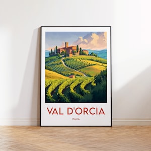 Val d&#39;Orcia Poster, Val Orcia Art Print, Val d&#39;Orcia Italy, Vintage Travel Poster, Val d&#39;Orcia Italia Gift, Val d&#39;Orcia Poster
