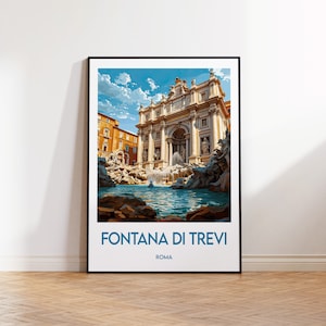 Trevi-Brunnen Druck, Trevi-Brunnen Poster, Fontana di Trevi Roma, Rom Italien Retro Reiseposter