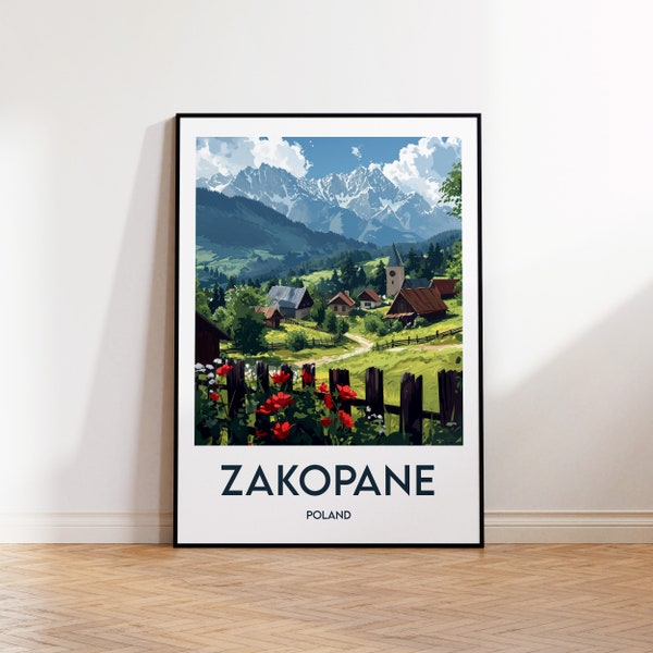 Zakopane Poster, Zakopane Art Print, Zakopane Illustration, Zakopane Poland Gift, Vintage Travel Poster, Affiche Zakopane Pologne