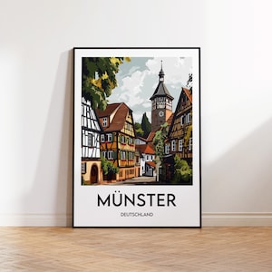 Münster Poster, Münster Art Print, Munster Germany customizable, Münster Deutschland Gift, Vintage Travel Poster, Münster Germany Poster