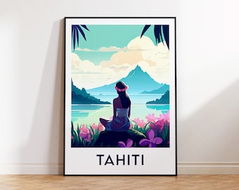 Tahiti Poster, Tahiti Kunstdruck, Tahiti Französisch-Polynesien, Vintage Reiseposter, Tahiti Polynesien Geschenk, Tahiti Poster