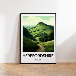 Herefordshire Poster, Hereford Print, Herefordshire Illustration, Herefordshire Gift England, Vintage Travel Poster