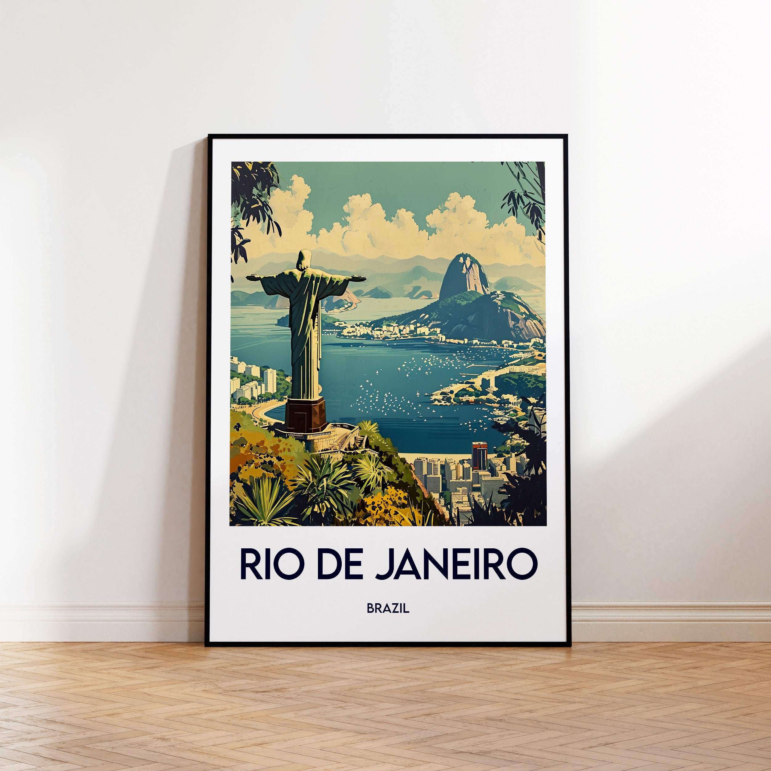 Visit Rio Poster Rio De Janeiro Poster, Rio De Janeiro Art Print, Rio De Janeiro Brazil ...