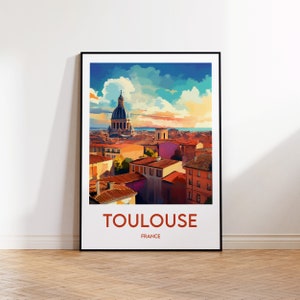 Toulouse Print, Toulouse Poster, La Ville Rose Wall Art, Pink City Retro Travel Poster, Framed France Vintage Home Décor Gift