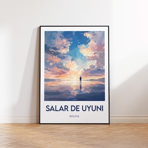 Salar de Uyuni Poster, Salar de Uyuni Art Print, Salar de Uyuni salt flat, Vintage Travel Poster, Salar de Uyuni Bolivia Gift