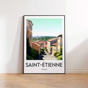 Pôster de Saint-Étienne, Impressão de Saint-Étienne, Ilustração de Saint-Étienne, Presente de Saint-Étienne para a França, Pôster de Viagem Vintage