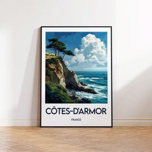 Cartel de viaje de Côtes-d'Armor, Impresión de arte de Côtes d'Armor, Ilustración de Côtes d'Armor, Bretaña de Côtes-d'Armor, Cartel de Bretaña de Francia